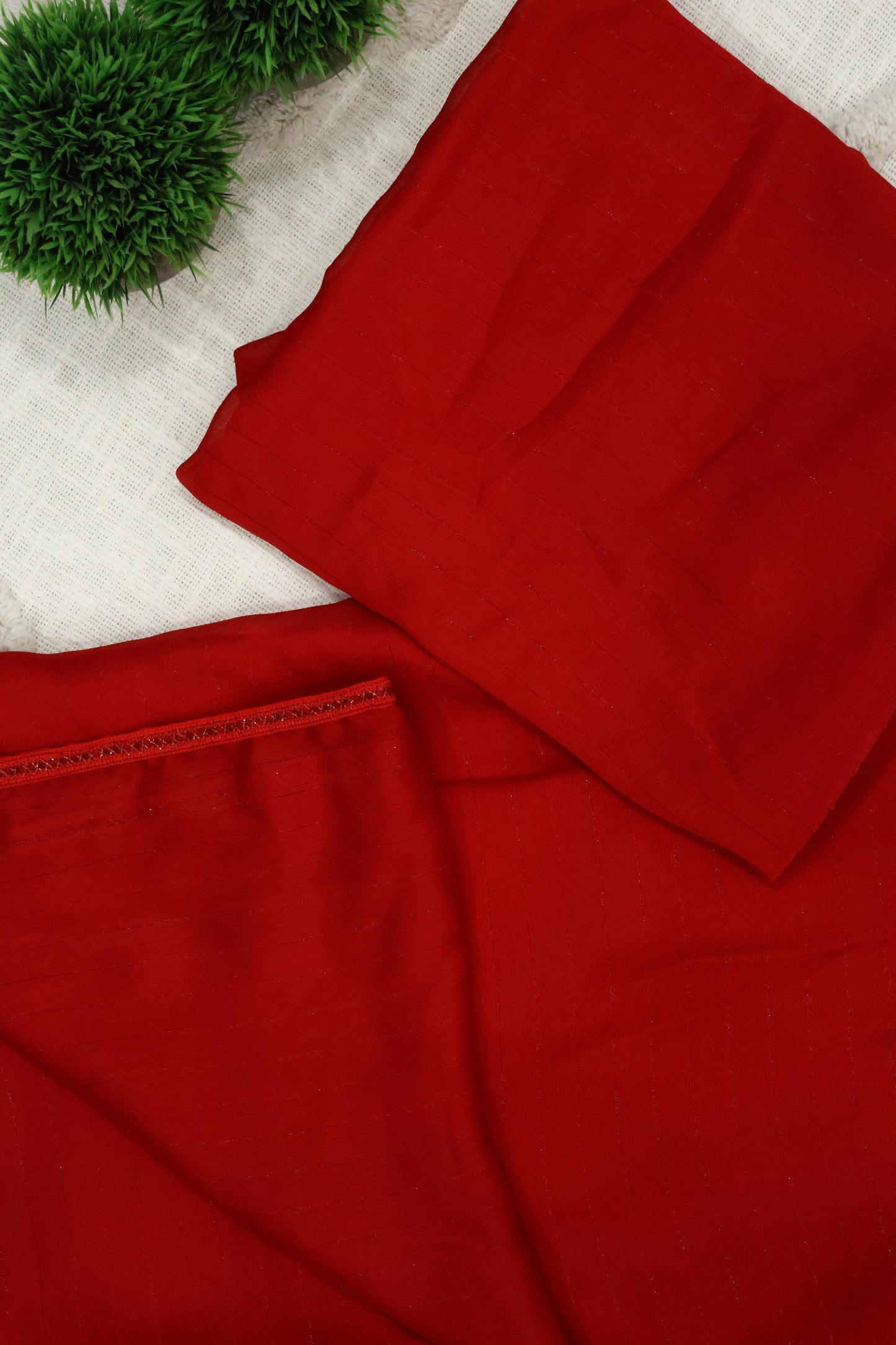 Scarlet Red Zari silk saree