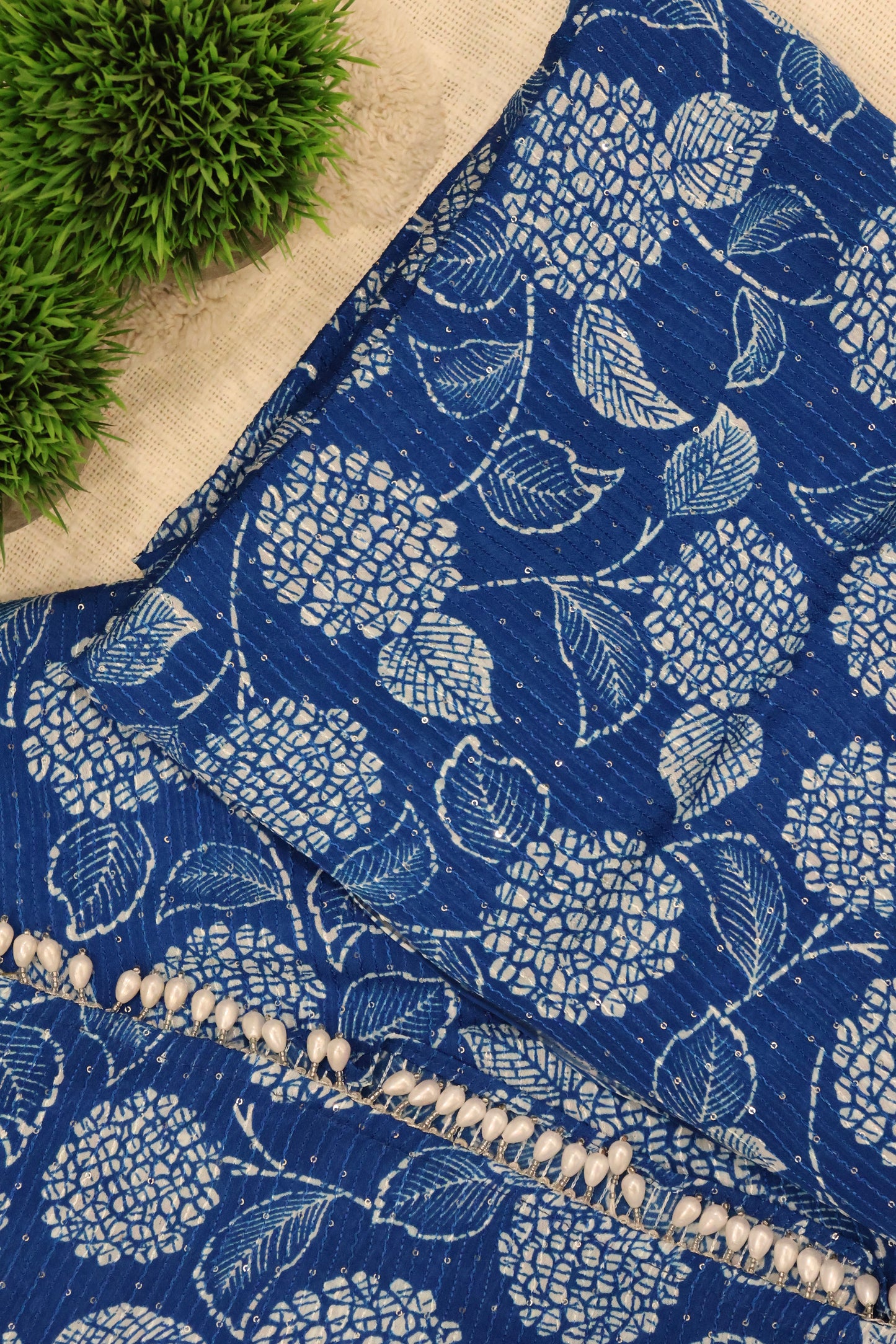 Blue Sapphire Chinon Saree