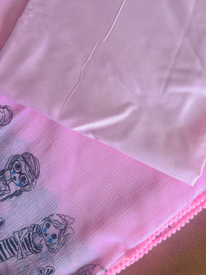 Girl Power Glam - Baby Pink Marvel Chiffon Saree