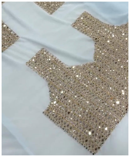 Nooriyana - Sequin Georgette Saree With Heavy Mirror Work Border with Blouse Piece