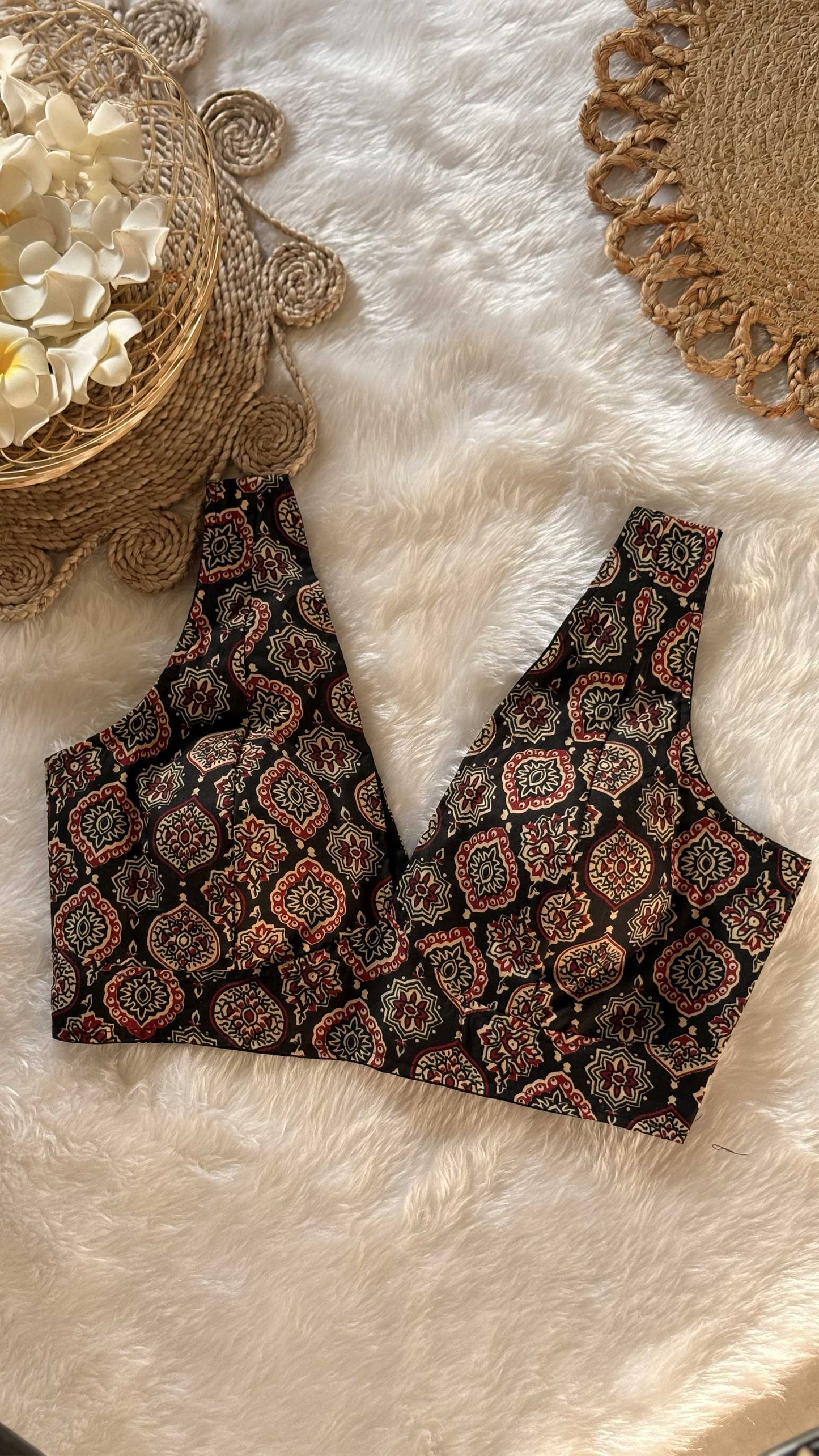 V Neck Double Cotton Lining Padded Blouse