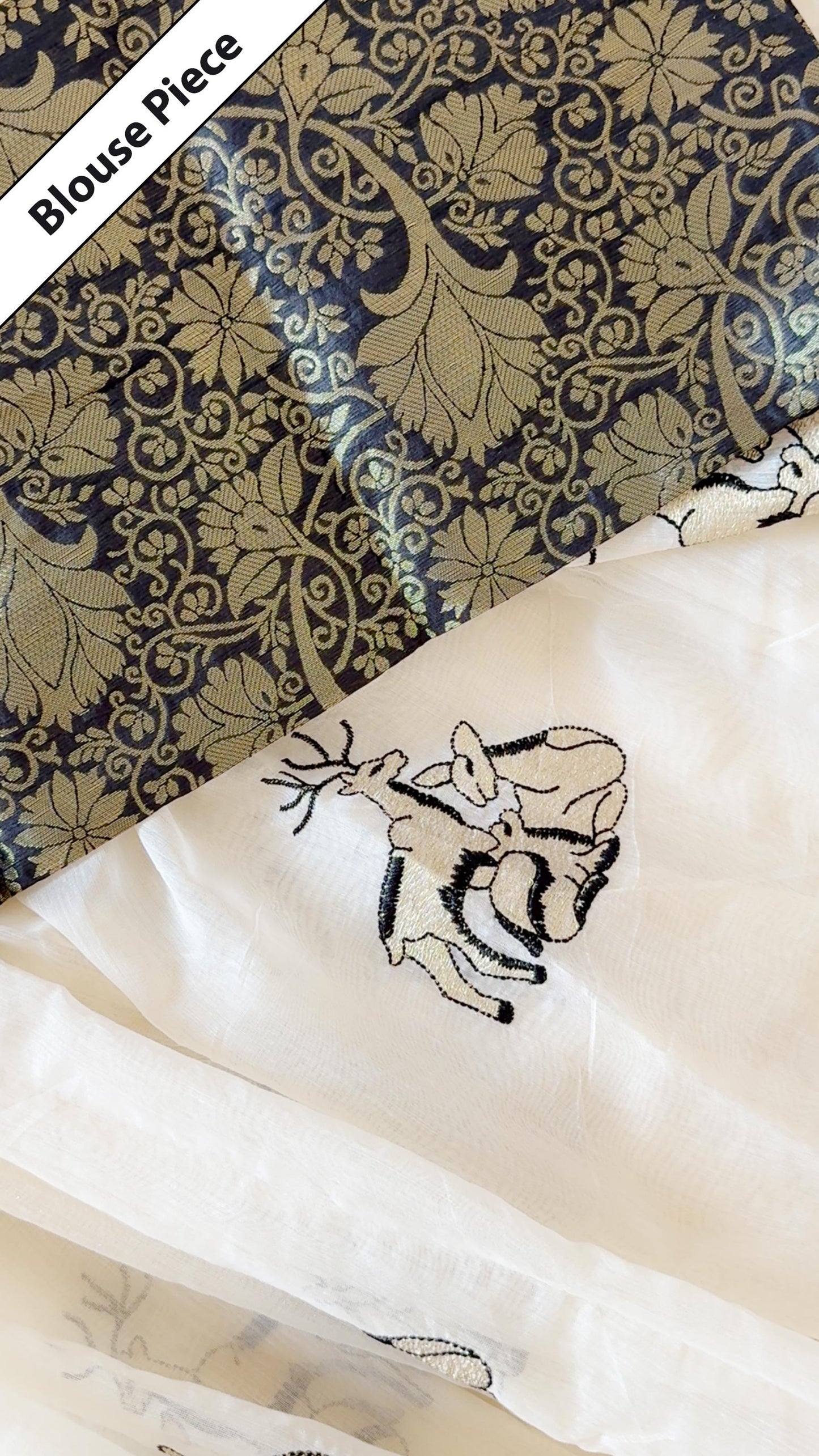 Whisperwild – Graceful Cream Tissue Saree with Embroidery Thread work