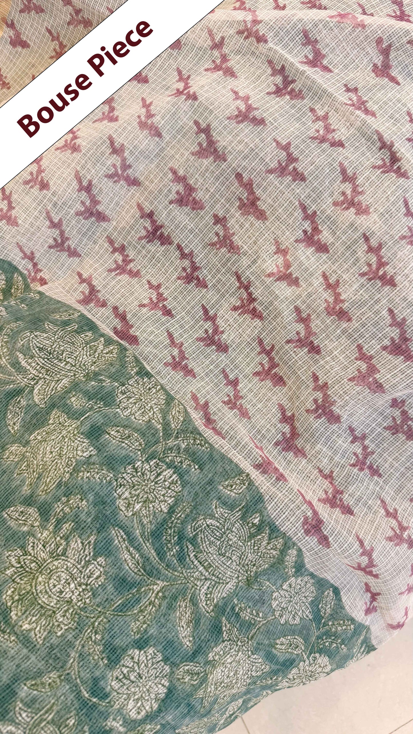 Minted Myth - Bagru Block Print Kota Doriya Saree With Blouse