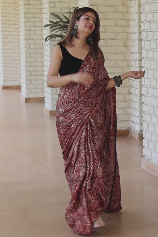 Queen Modal Ajrakh print saree