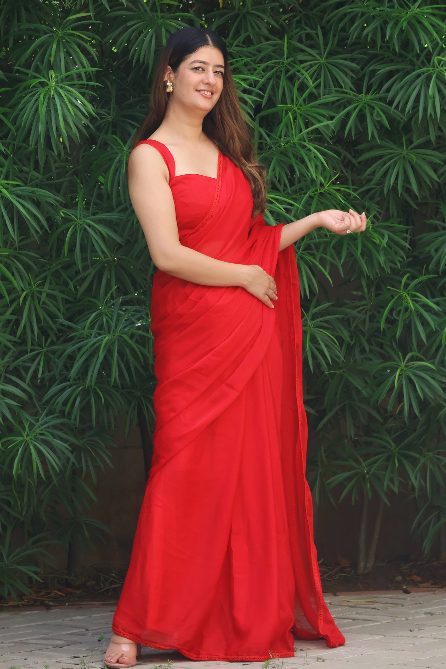 Scarlet Red Zari silk saree