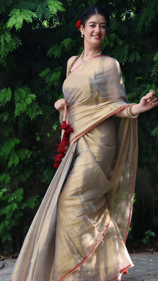 Demure - Elegant Tissue Saree Without Blouse